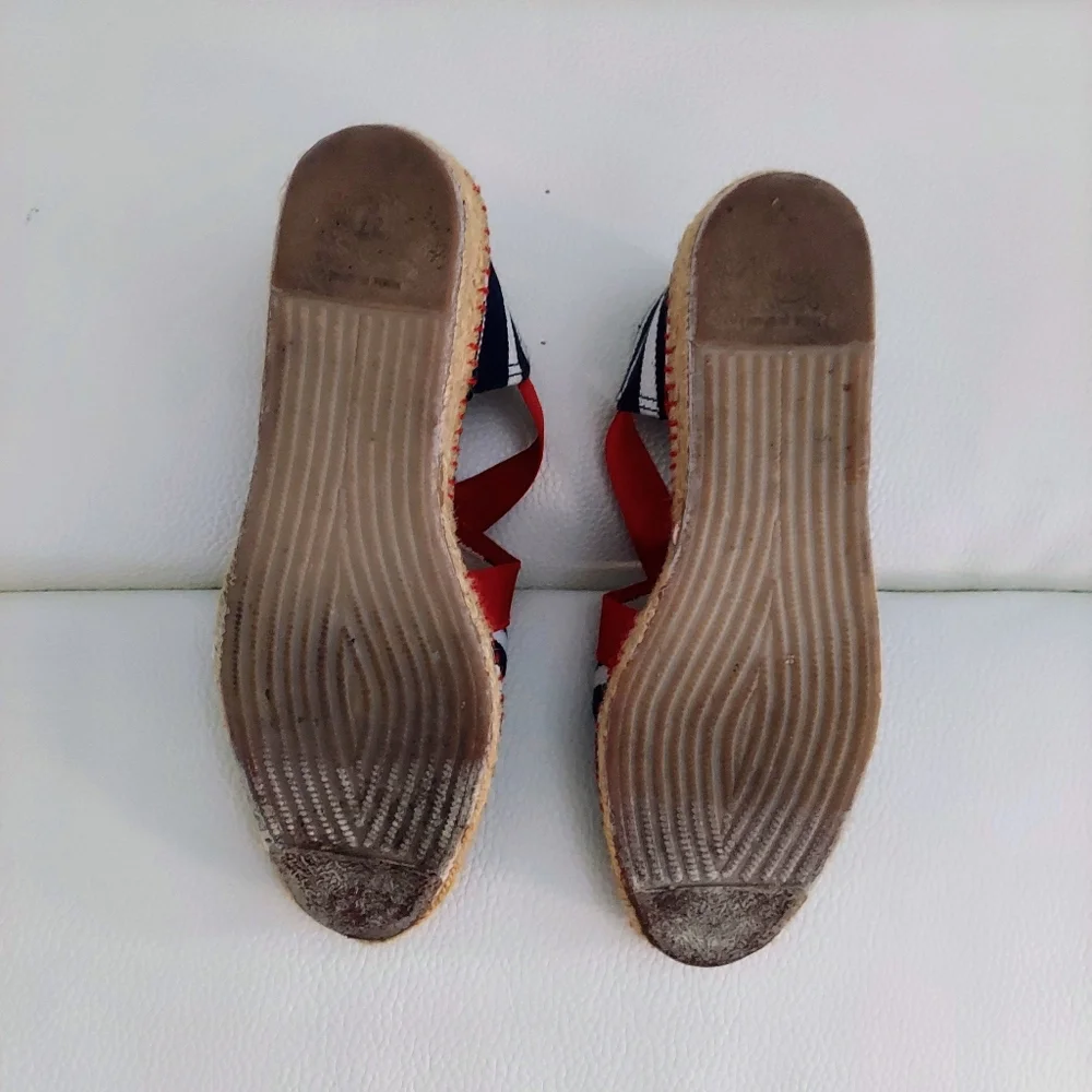 Toni Ponds Tarbes Mariner Espadrilles Blew/White Canvas Slinback Sz 37/6